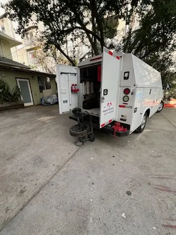 Magnet Plumbing service vehicle on-site for Sewer Line Repair in Cable-Westwood